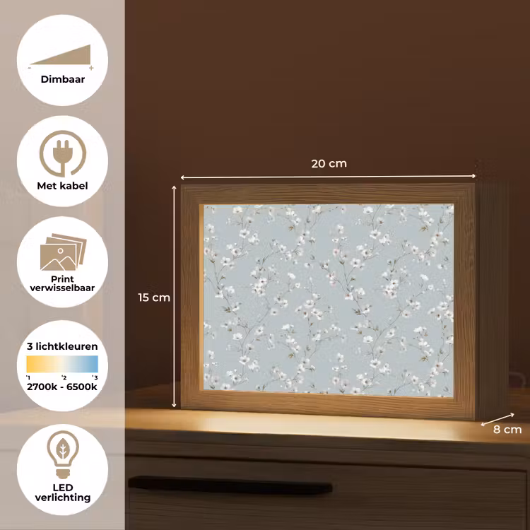 Lightbox - Wandlamp - Klassiek - Bloemen - Blauw — 9