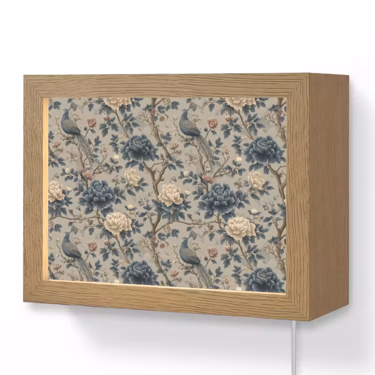 Lightbox - Wandlamp - Pauw - Bloemen - Blauw — 1