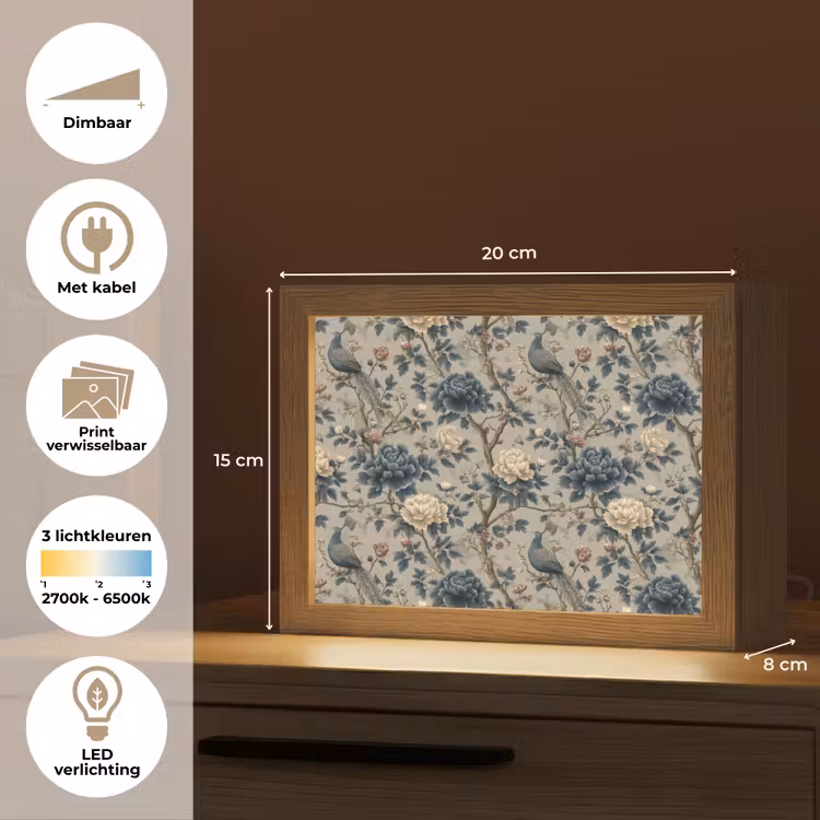 Lightbox - Wandlamp - Pauw - Bloemen - Blauw — 9