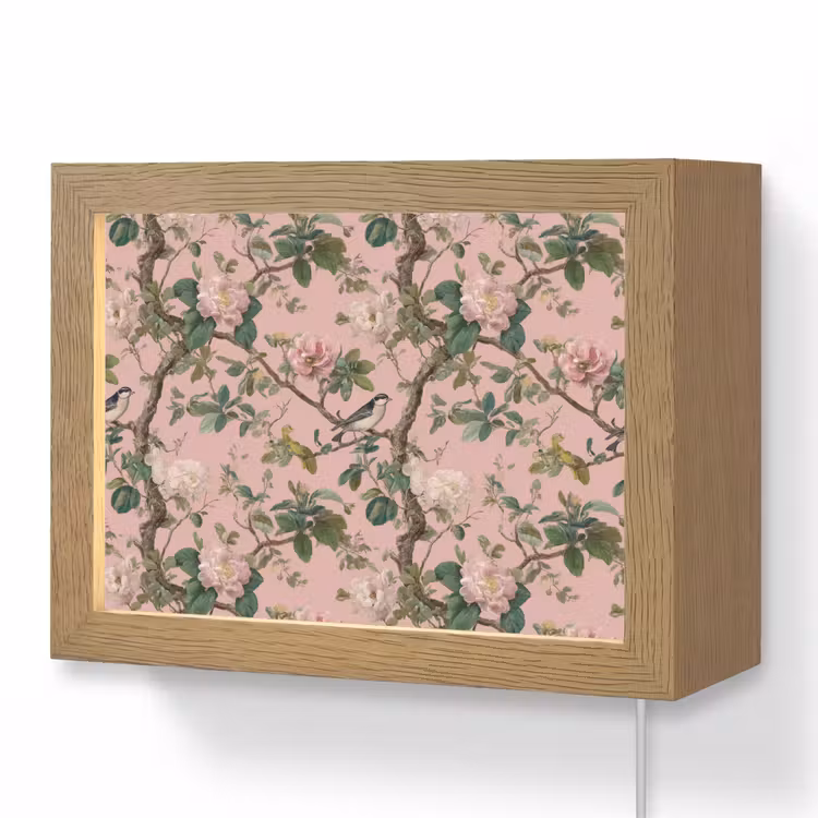Lightbox - Wandlamp - Pioenrozen - Botanisch - Vogel — 1