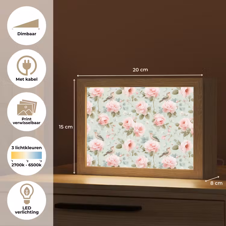 Lightbox - Wandlamp - Rozen - Vogels - Pastel - Kleurrijk — 9