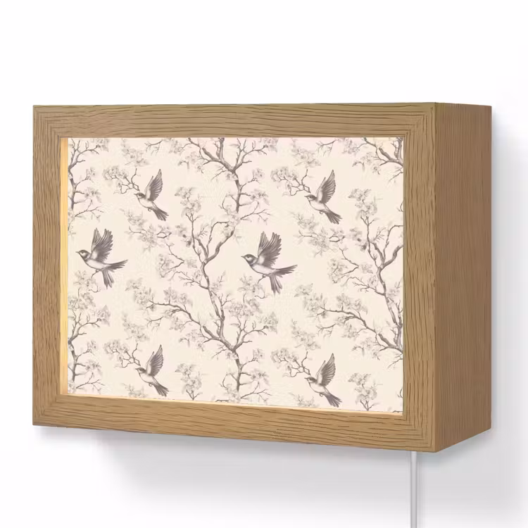 Lightbox - Wandlamp - Takken - Vogels - Beige — 1