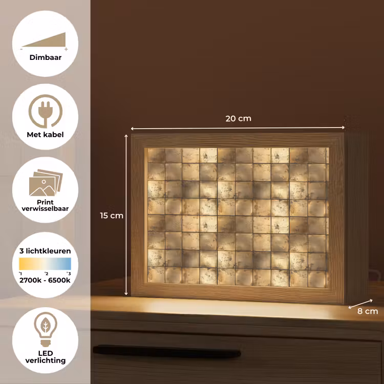 Lightbox - Wandlamp - Geometrisch - Tegels - Goud — 9