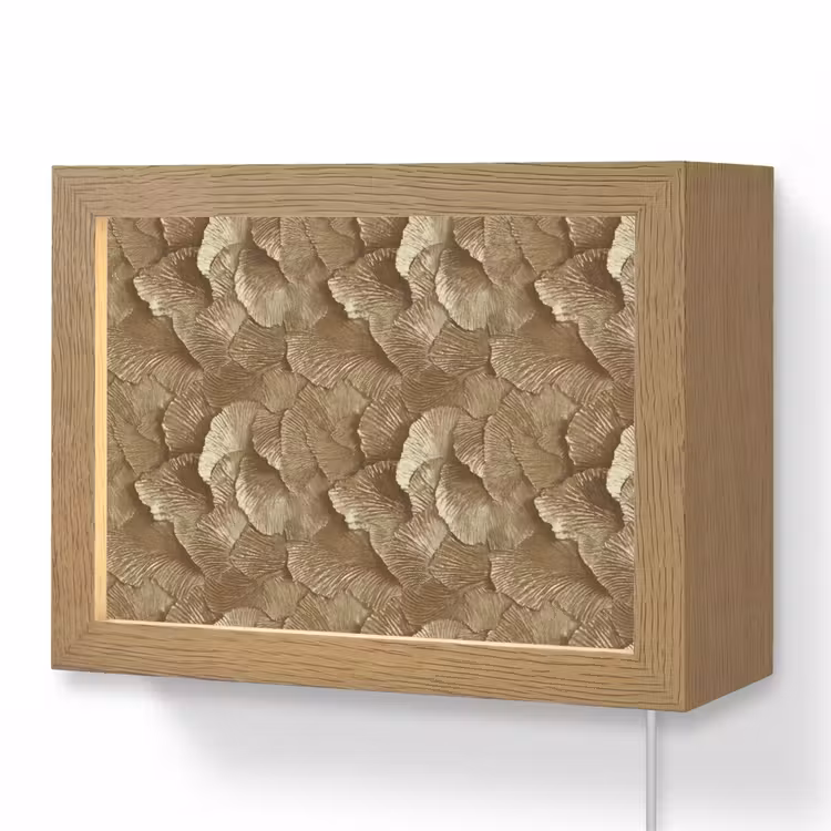 Lightbox - Wandlamp - Organisch - Patroon - Bladeren - Goud — 1
