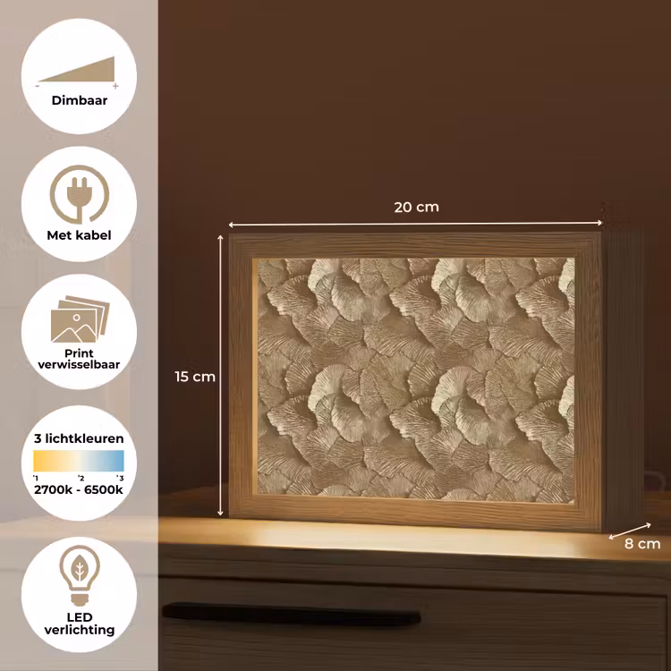 Lightbox - Wandlamp - Organisch - Patroon - Bladeren - Goud — 9
