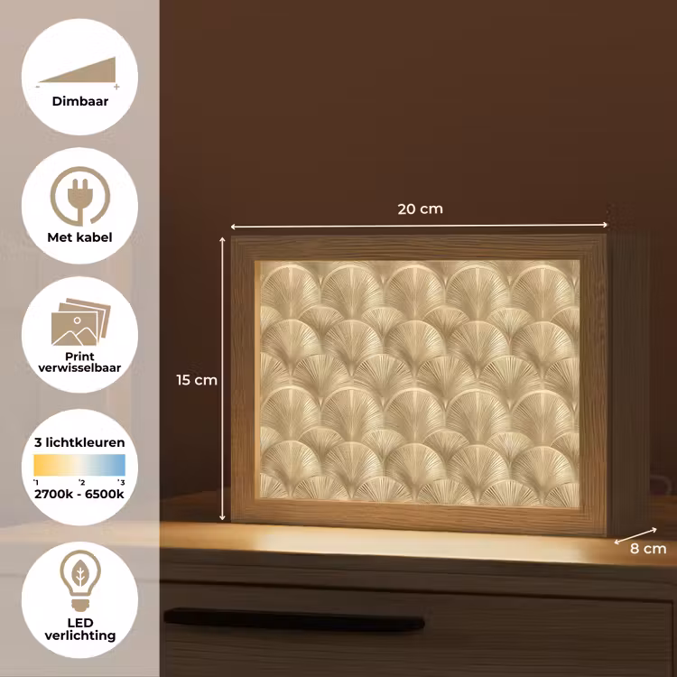 Lightbox - Wandlamp - Patroon - Waaier - Goud — 9