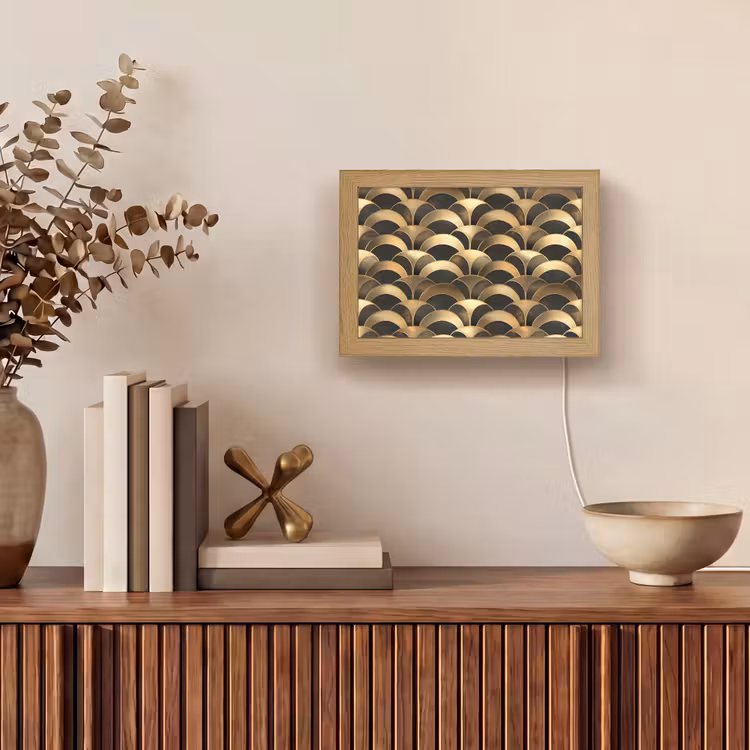 Lightbox - Wandlamp - Schubben - Structuur - Goud — 4