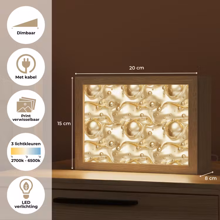 Lightbox - Wandlamp - Vloeibaar - Druppels - Goud — 9