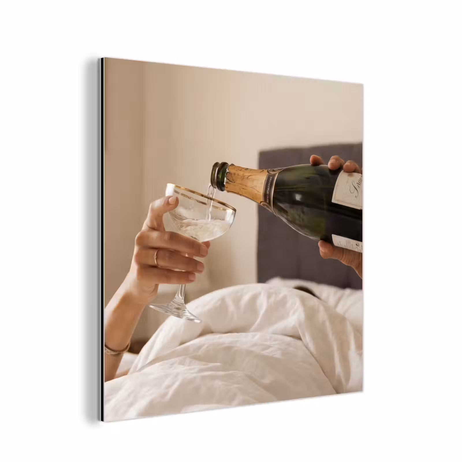 Aluminium schilderij - Champagne - Bed - Bubbels — 1