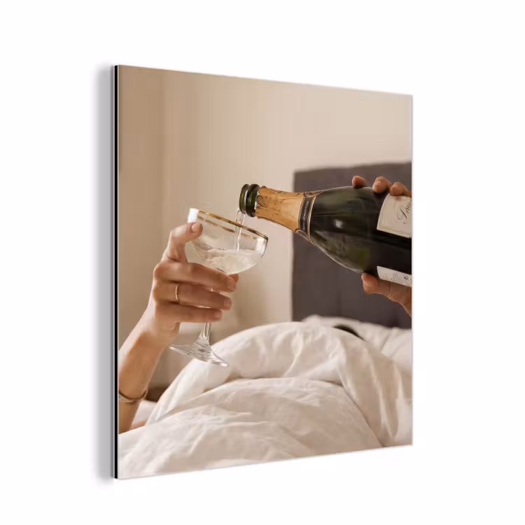 Aluminium schilderij - Champagne - Bed - Bubbels — 1