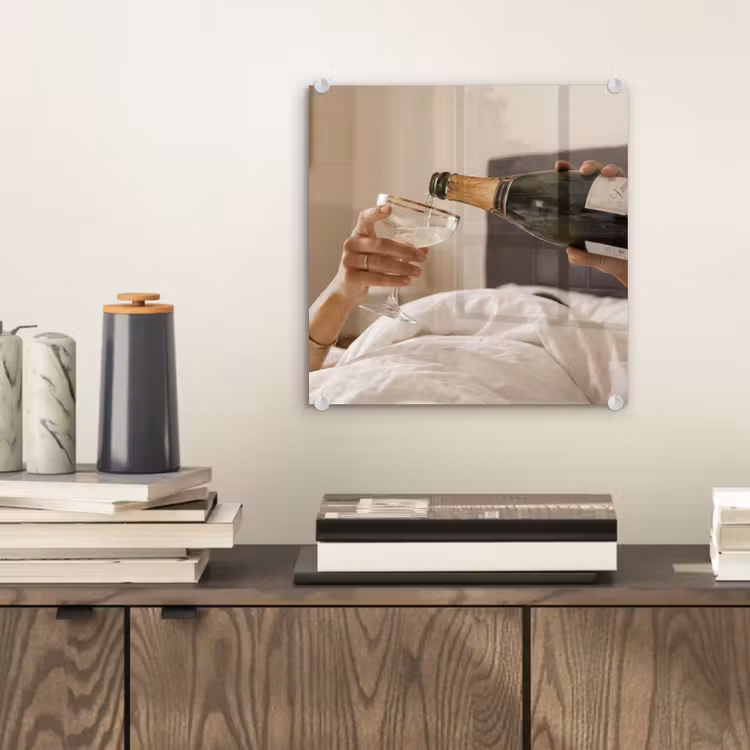 Glas schilderij - Champagne - Bed - Bubbels — 2