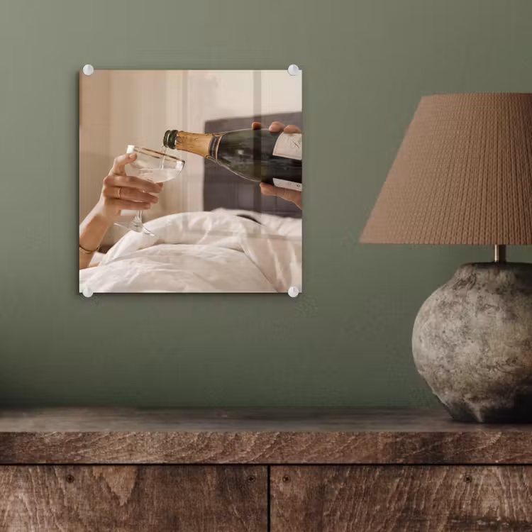 Glas schilderij - Champagne - Bed - Bubbels — 4