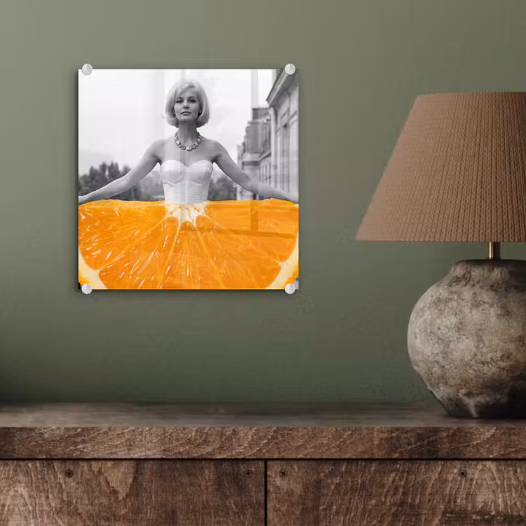 Glas schilderij - Sinaasappel - Eiffeltoren - Vrouw — 4
