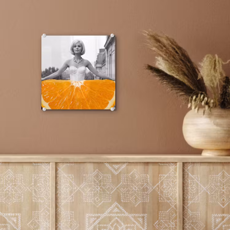 Glas schilderij - Sinaasappel - Eiffeltoren - Vrouw — 6