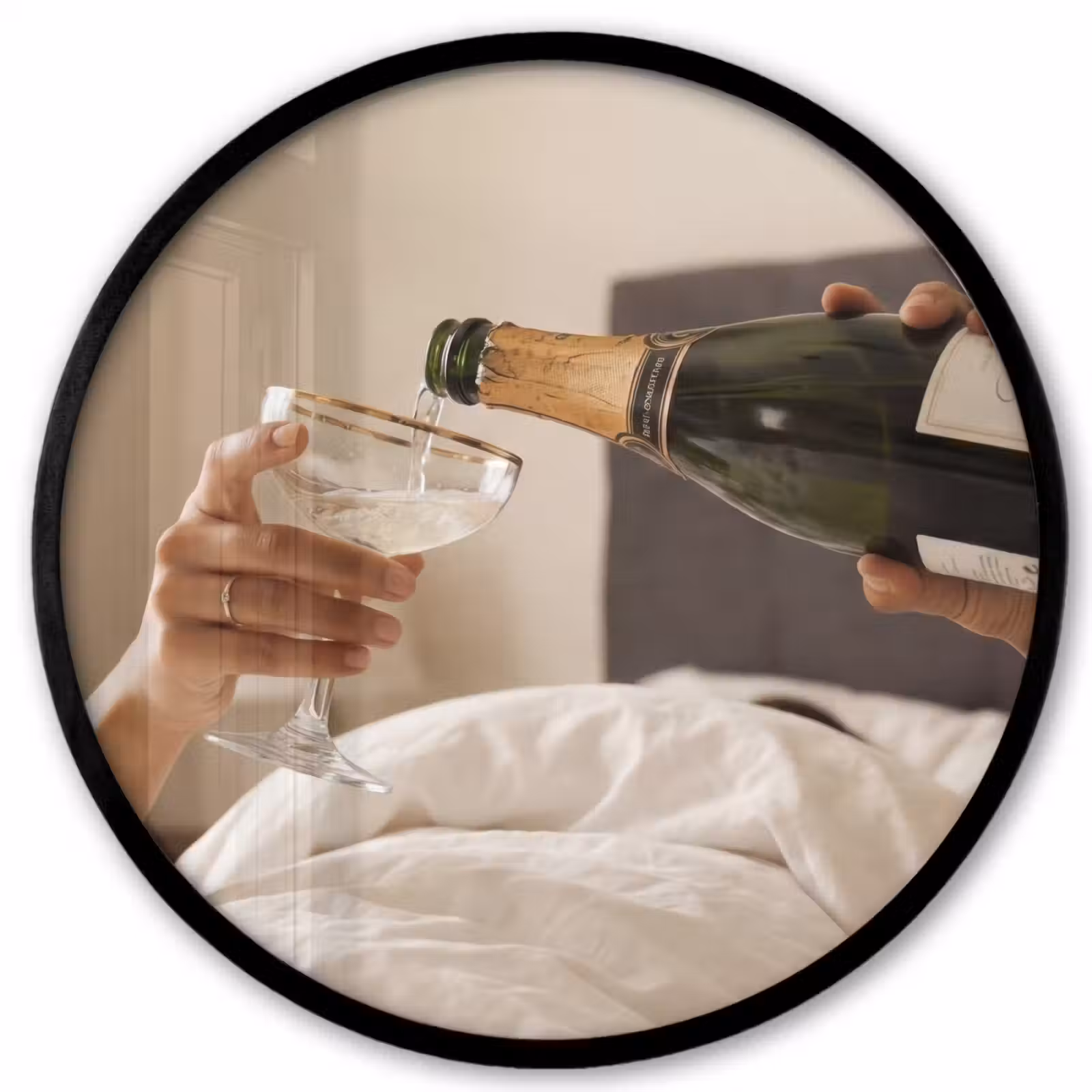 Ronde fotolijst - Champagne - Bed - Bubbels — 1