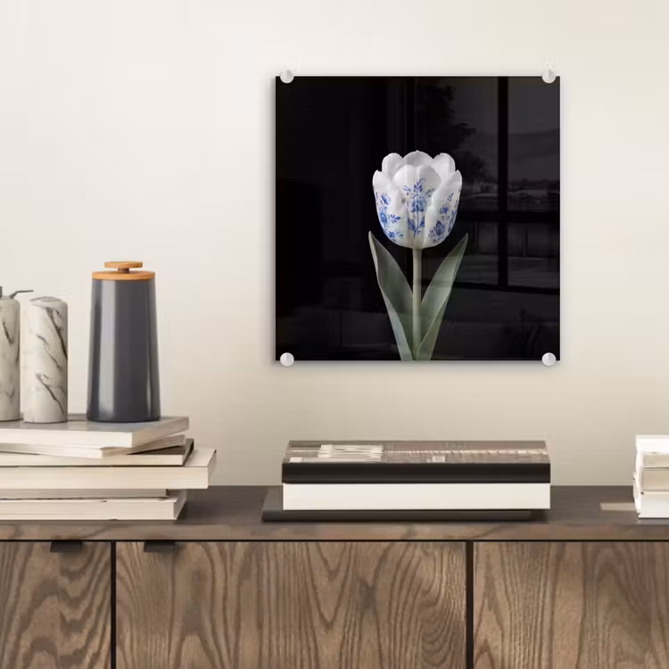 Glas schilderij - Tulp Delfts Blauw — 2