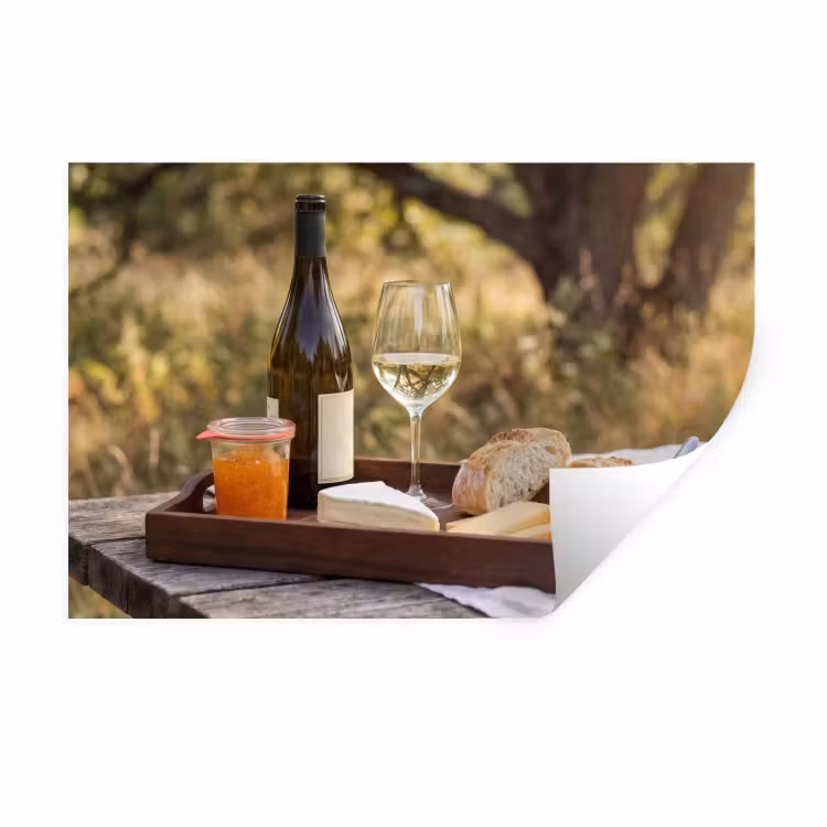 Muursticker - Picknick - Wijn - Kaasplankje — 1