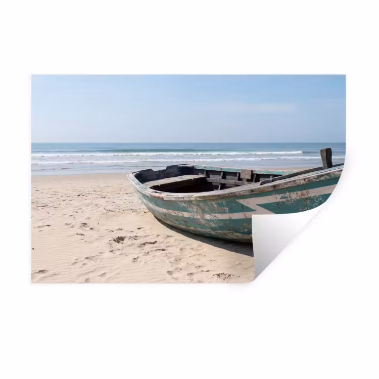 Muursticker - Boot - Zandstrand - Zee — 1