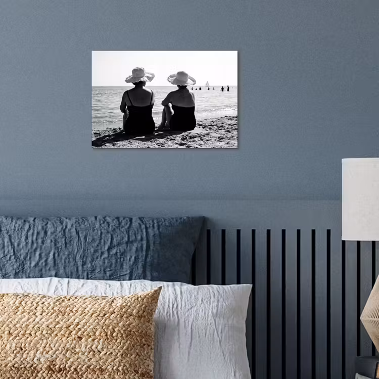 Poster - Vrouwen - Zonnehoed - Strand - Zwart - Wit — 3