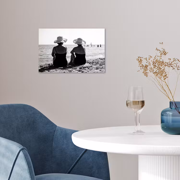 Poster - Vrouwen - Zonnehoed - Strand - Zwart - Wit — 4