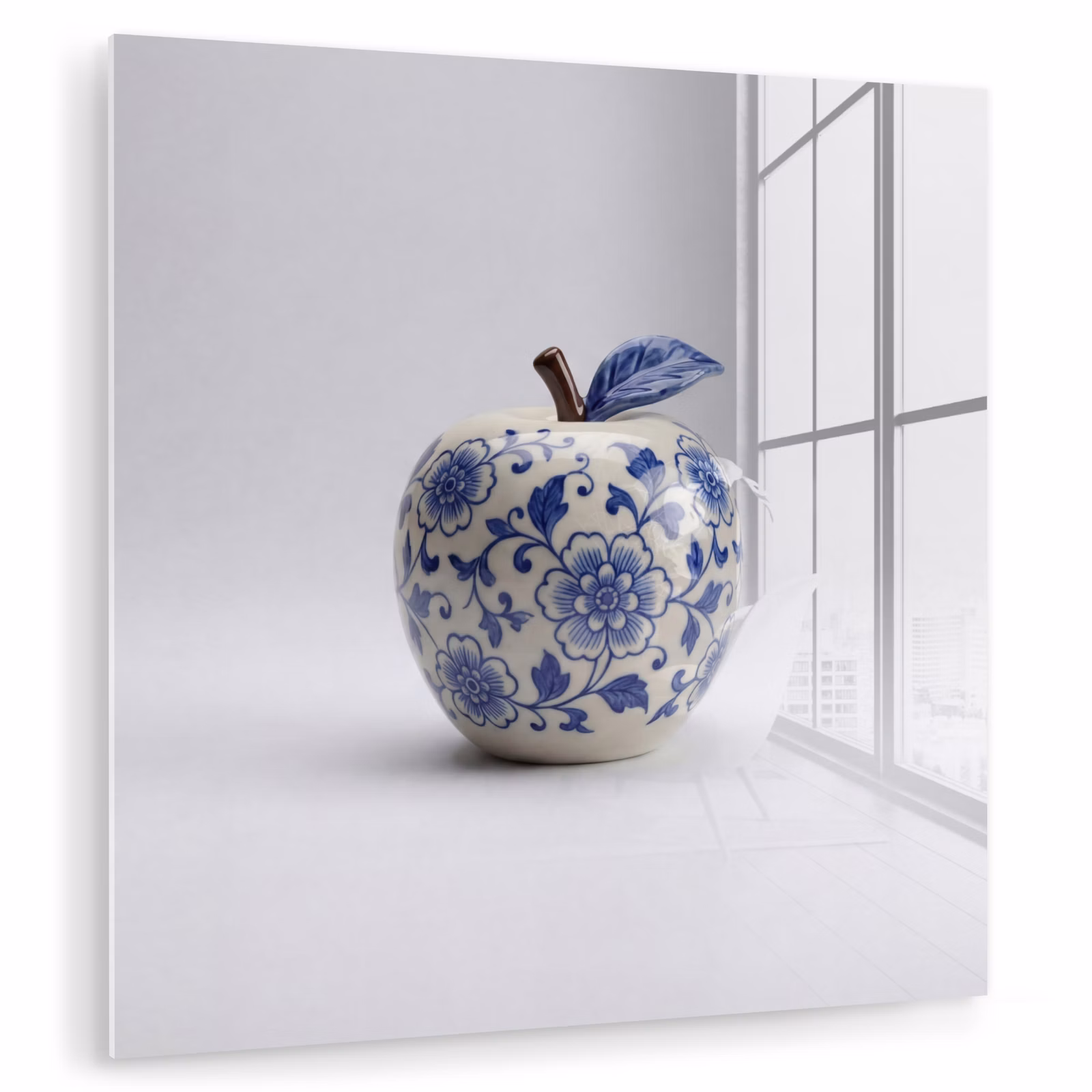 Glas schilderij - Appel Delfts Blauw — 1