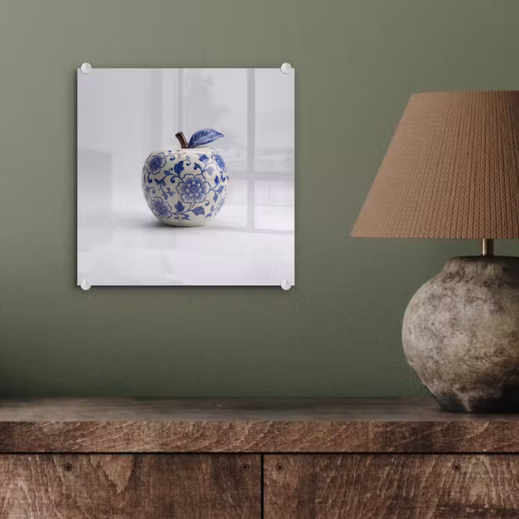 Glas schilderij - Appel Delfts Blauw — 4