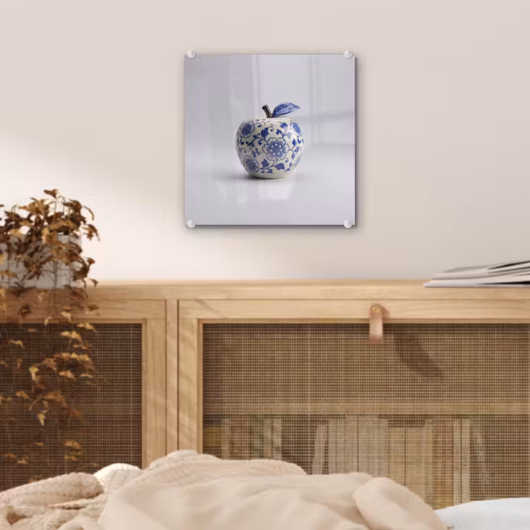 Glas schilderij - Appel Delfts Blauw — 5