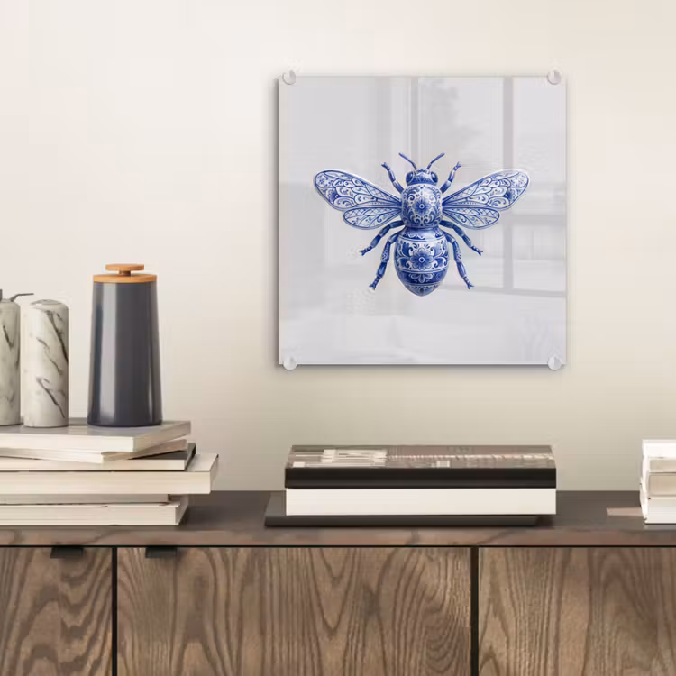 Glas schilderij - Bij Delfts Blauw — 2