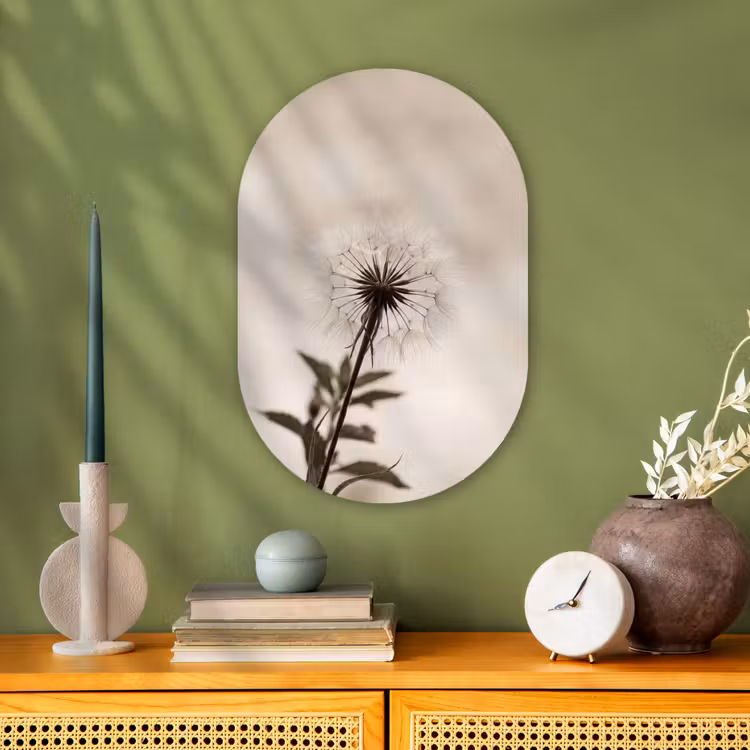 Muurovaal - Kunststof - Paardenbloem - Minimalistisch - Wit — 2