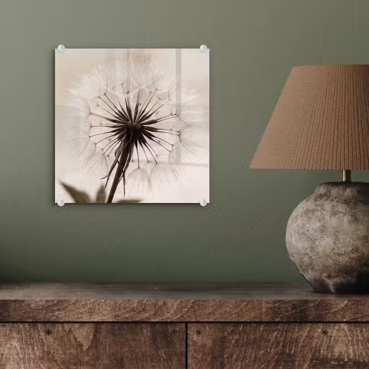 Glas schilderij - Paardenbloem - Minimalistisch - Wit — 4