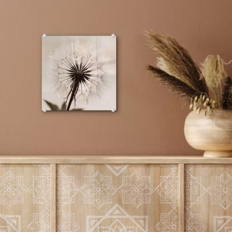 Glas schilderij - Paardenbloem - Minimalistisch - Wit — 6