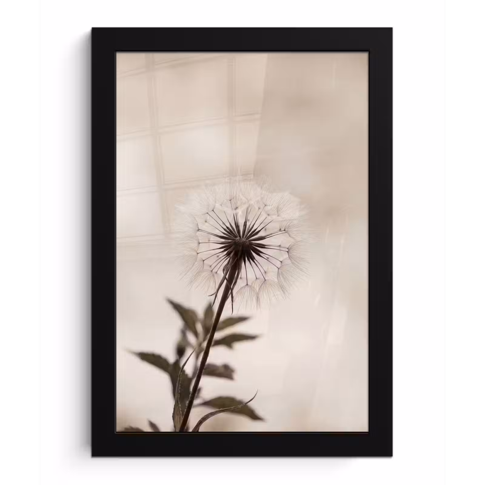 Poster met lijst - Paardenbloem - Minimalistisch - Wit — 1