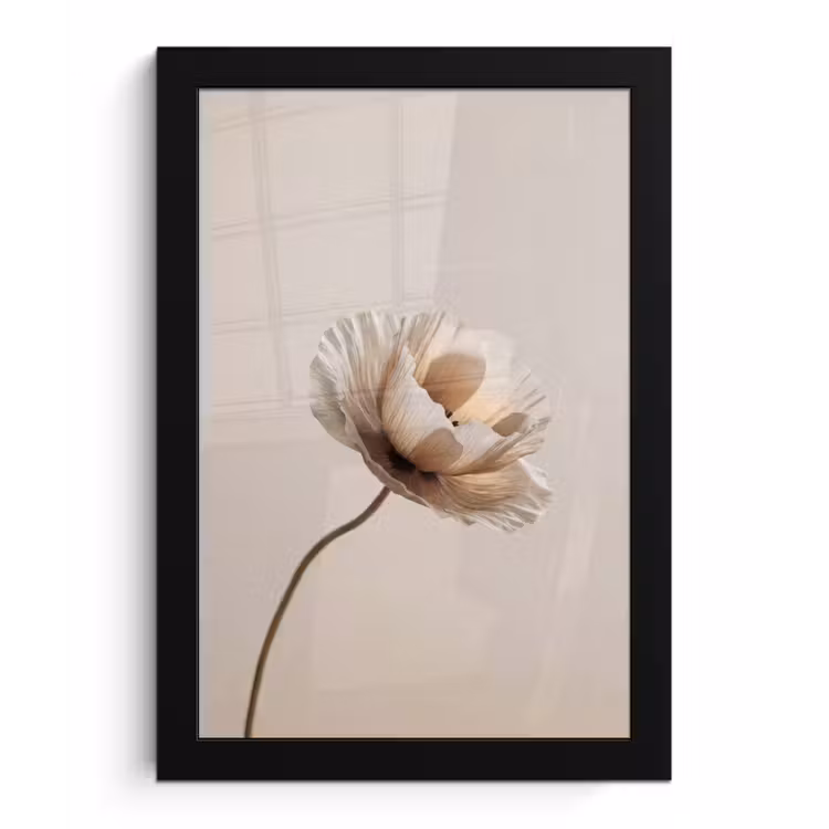 Poster met lijst - Bloem - Beige - Crème