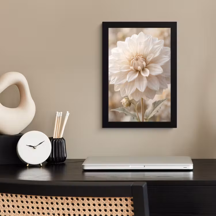 Poster met lijst - Bloem - Dahlia - Wit — 2