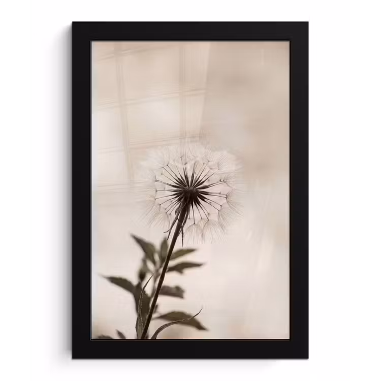 Poster met lijst - Paardenbloem - Minimalistisch - Wit