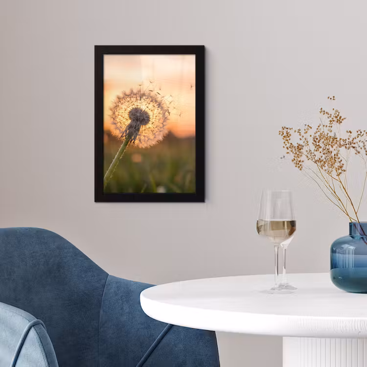 Poster met lijst - Paardenbloem - Zonsondergang - Veld — 4