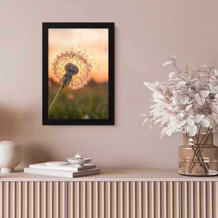 Poster met lijst - Paardenbloem - Zonsondergang - Veld — 5