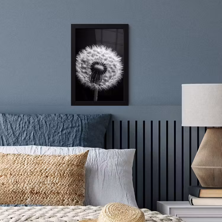 Poster met lijst - Paardenbloem - Zwart - Wit — 3