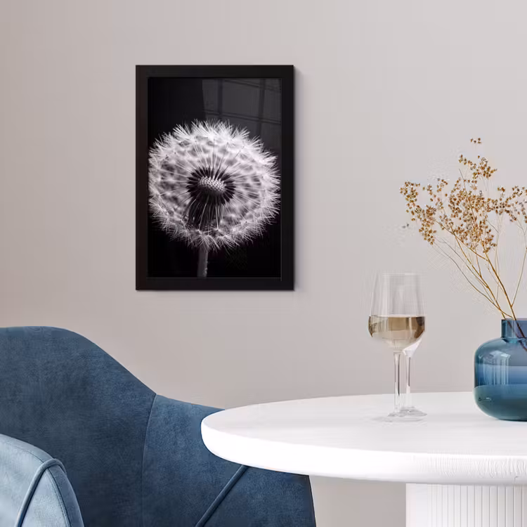 Poster met lijst - Paardenbloem - Zwart - Wit — 4