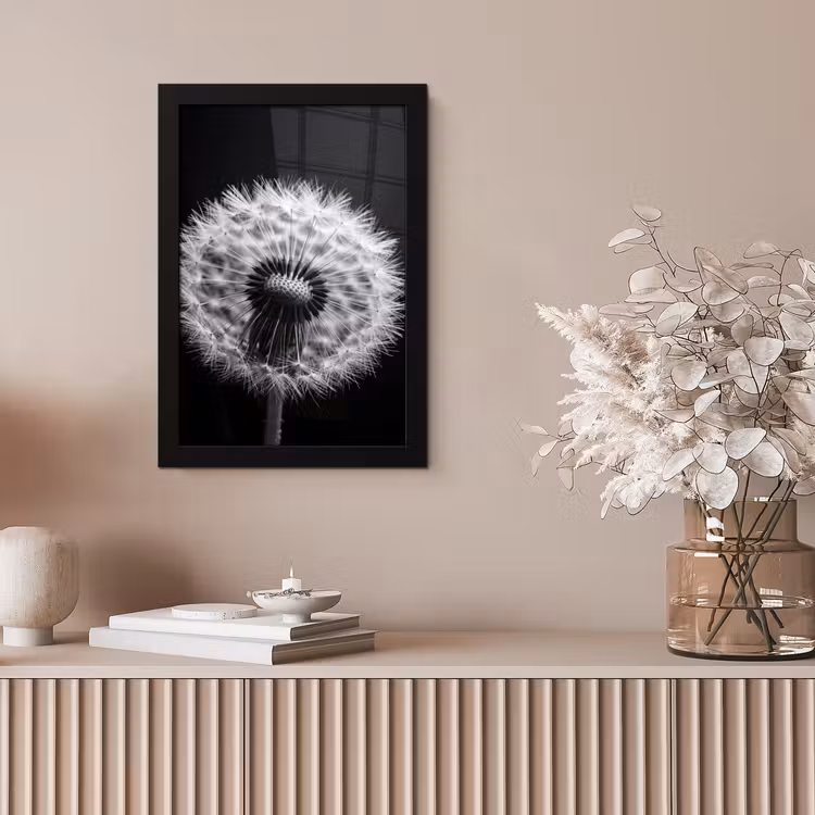 Poster met lijst - Paardenbloem - Zwart - Wit — 5