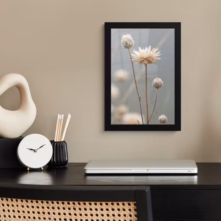 Poster met lijst - Beige Strobloemen — 2