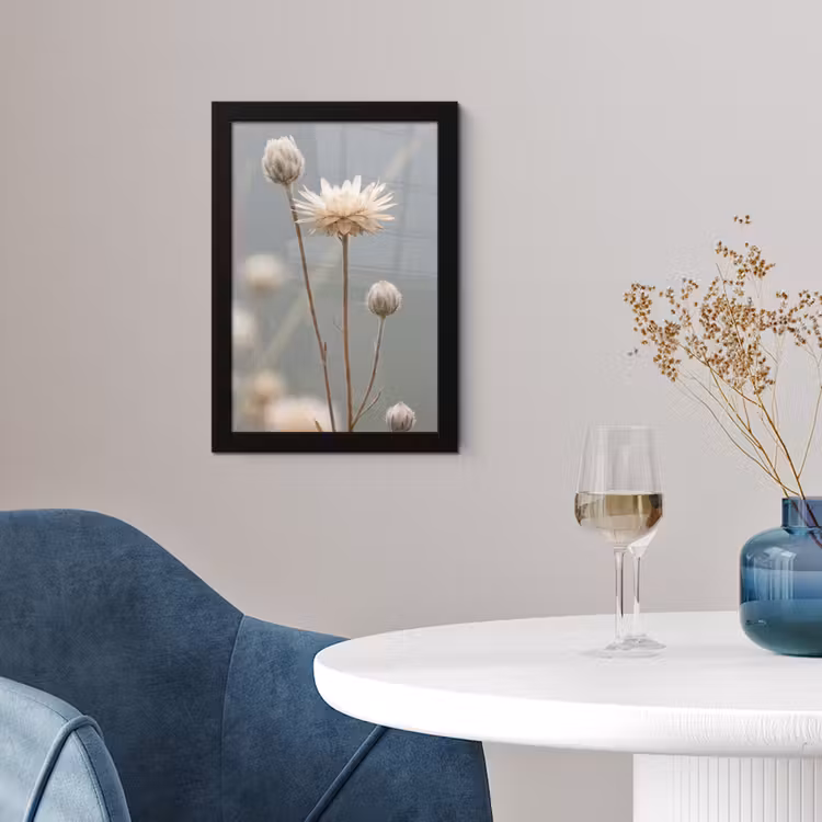 Poster met lijst - Beige Strobloemen — 4