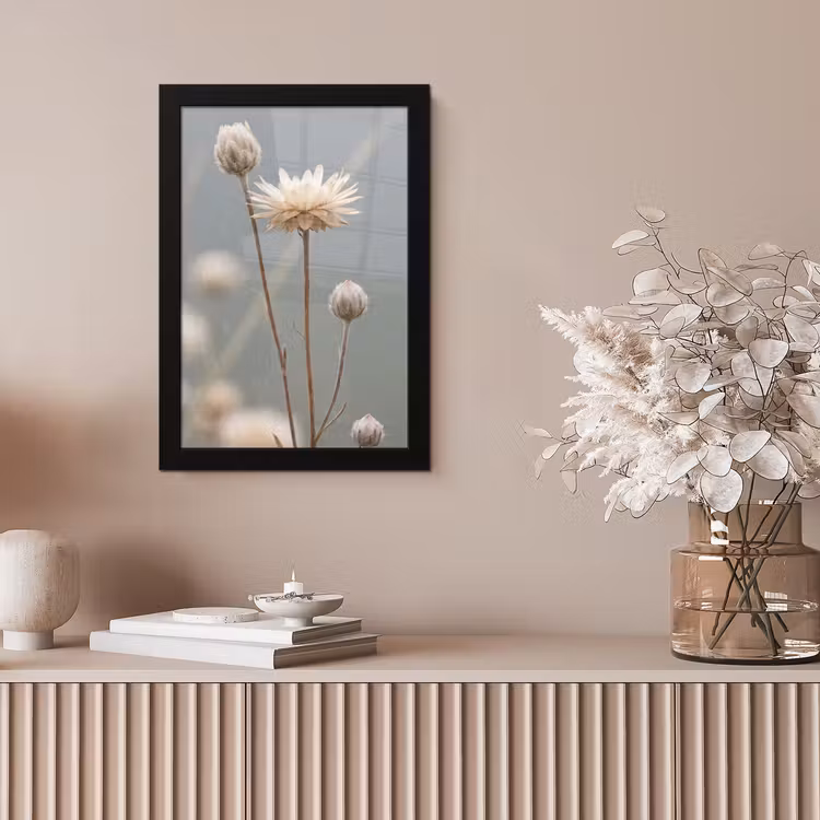 Poster met lijst - Beige Strobloemen — 5