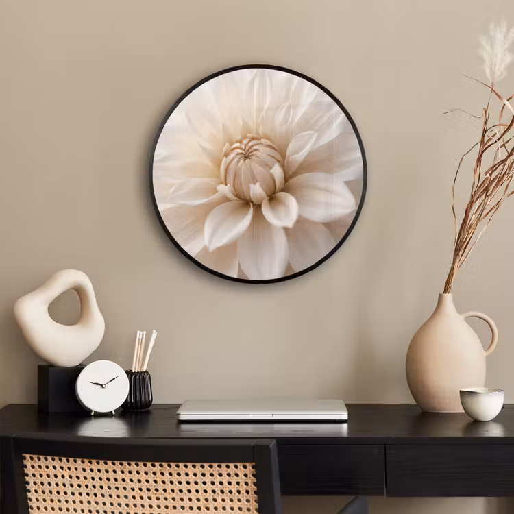 Ronde fotolijst - Bloem - Dahlia - Wit — 3