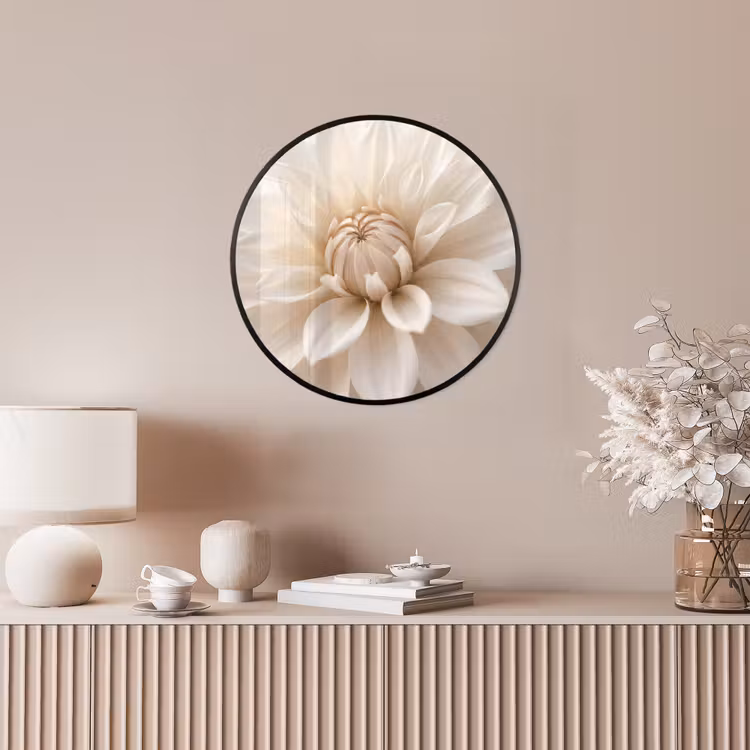 Ronde fotolijst - Bloem - Dahlia - Wit — 5