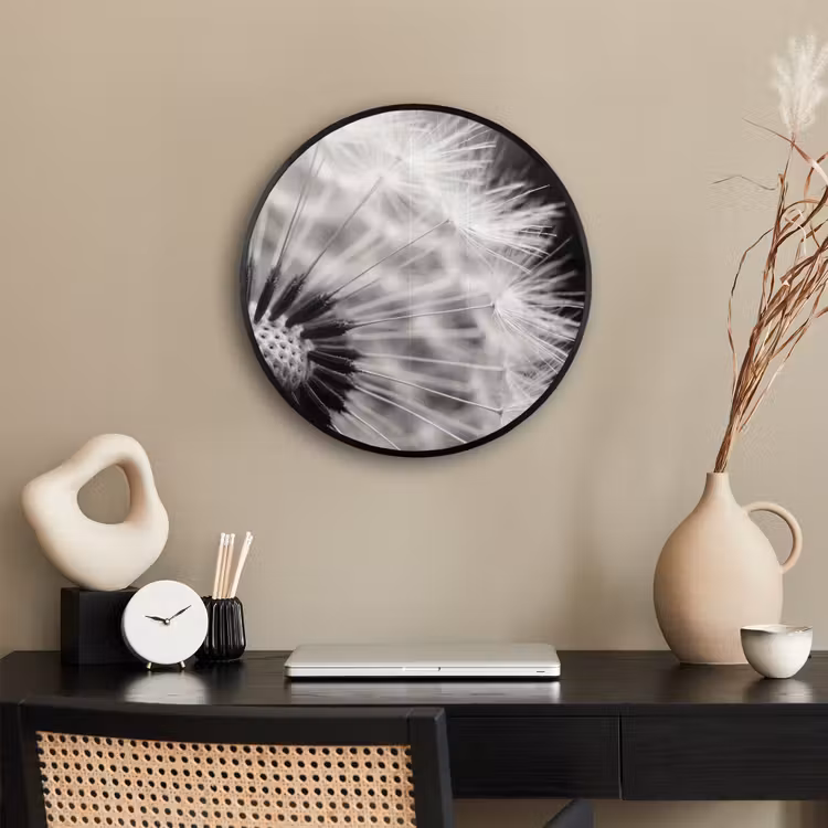 Ronde fotolijst - Paardenbloem - Zwart - Wit — 3