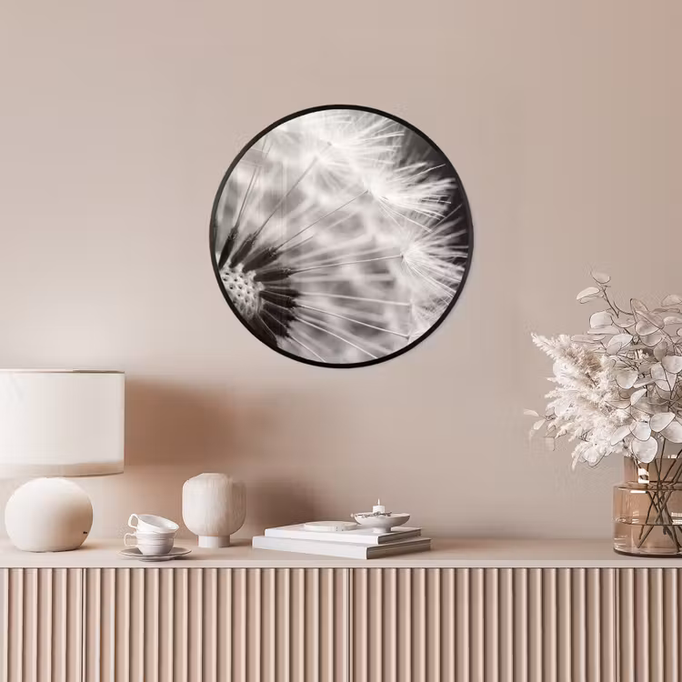 Ronde fotolijst - Paardenbloem - Zwart - Wit — 5