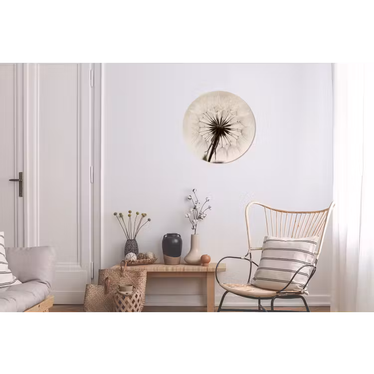 Wandcirkel - Aluminium - Paardenbloem - Minimalistisch - Wit — 2