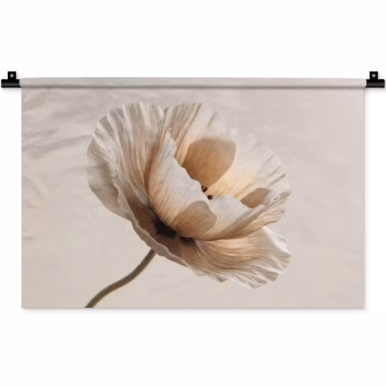 Wandkleed - Bloem - Beige - Crème