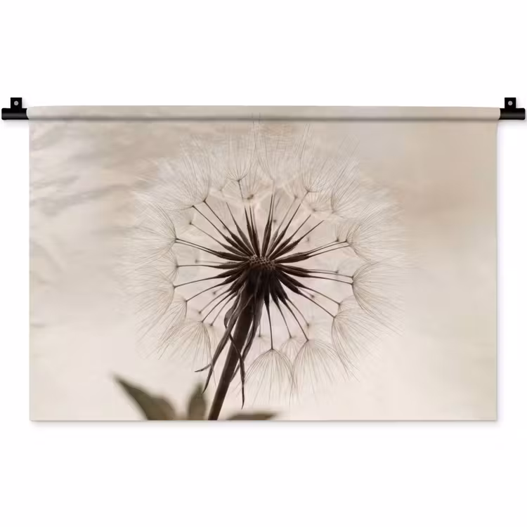 Wandkleed - Paardenbloem - Minimalistisch - Wit
